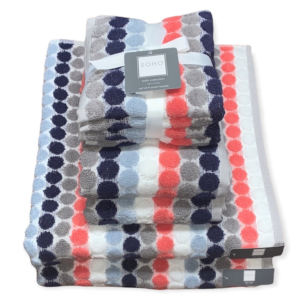 Soho Living 100% Cotton Towel Set 8-Piece Bath Hand Washcloth